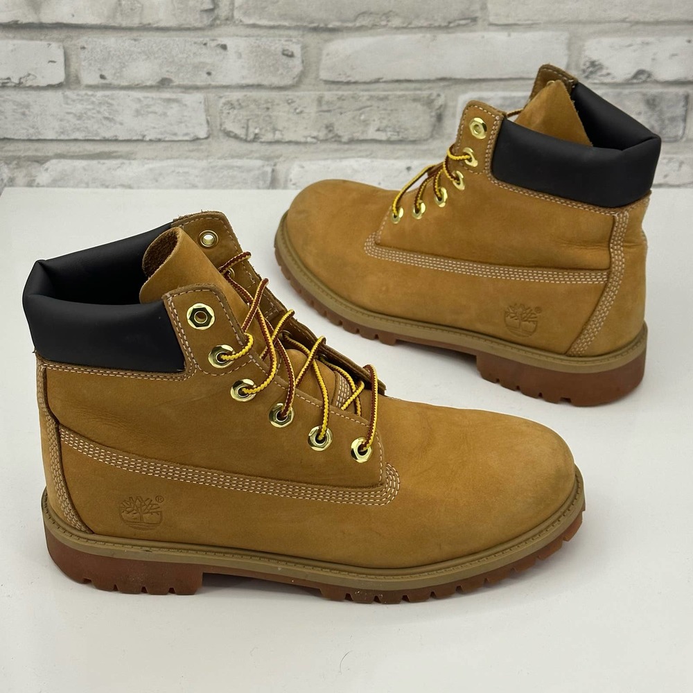Timberland boys 6-inch Premium Waterproof Boots Wheat Nubuck Sz 7
